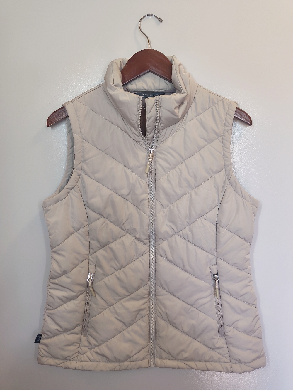 Free Country Light Tan Quilted Vest, Size S